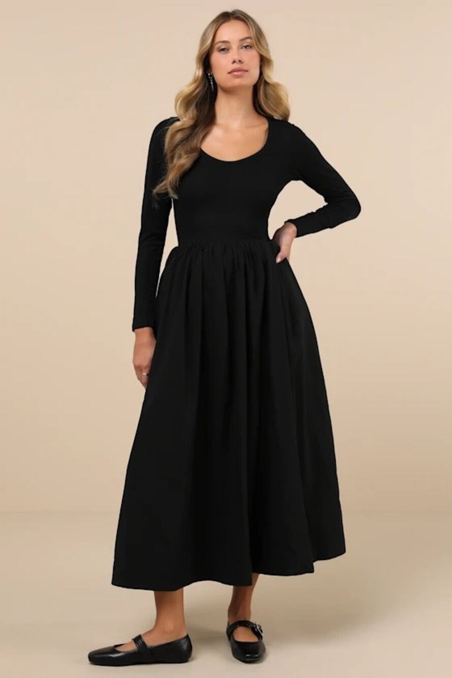NWT Sister Jane Prima Ballerina Black Midi Dress With Pockets Size S